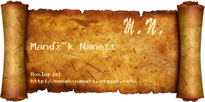Manák Nanett névjegykártya